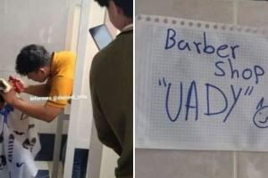 Alumno se hace viral por cortarle el cabello a sus compañeros