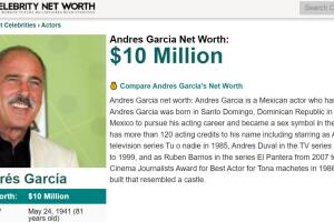 La fortuna de Andrés García está valuada en 10 millones de dólares, según Celebrity Neth Worth.