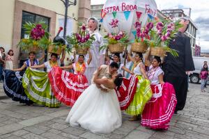 Typical Regional Mexican Wedding Parade know as Calenda de Bodas - Oaxaca, Mexico