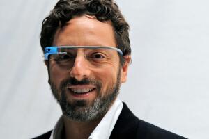 Google's Brin Wears Google Glasses During Fashion Week