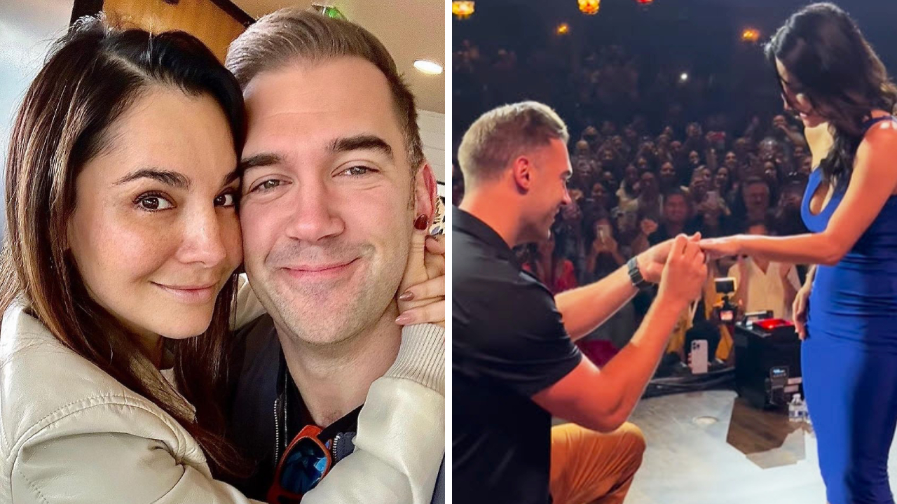 Martha Higareda gets engaged to her boyfriend Lewis Howes and is given the ring on stage
